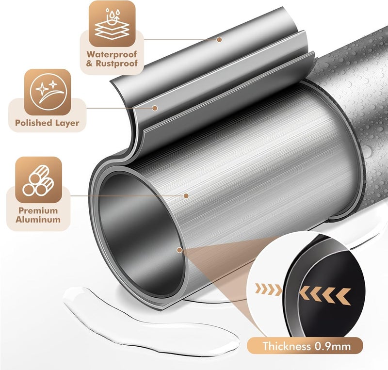 Bonpally Curved Shower Curtain Rod for Bathroom, 40-72 Inches Adjustable Curved Shower Rod, 0.9MM Rustproof Shower Curtain Rod with Rotating Brackets for Extra Shower Space, Need to Drill, Chrome - Image 5